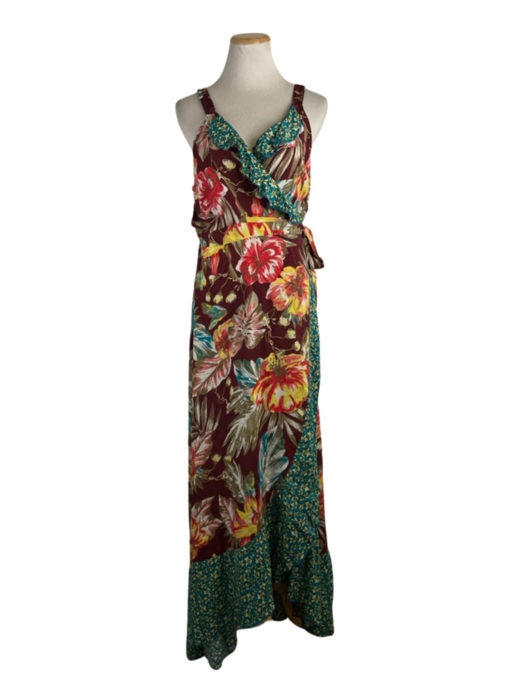 NWT Miamiā Floral Wrap Maxi Dress Summer Resort